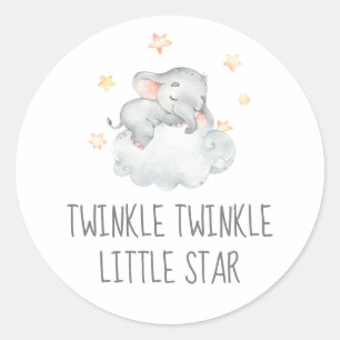 Little Elephant Girl Twinkle Twinkle Little Star Ronde Sticker