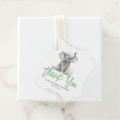 Little Elephant Green Grey Baby shower Dank u Bedankjes Labels (In situ)