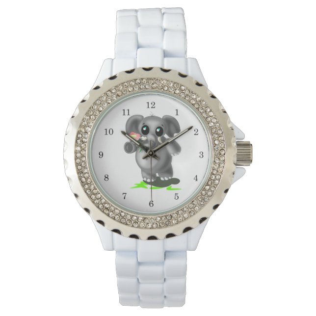 Little Elephant met Flower Watch Gift Horloge (Voorkant)