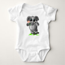 Little Elephant met Flowers Baby Bodysuit