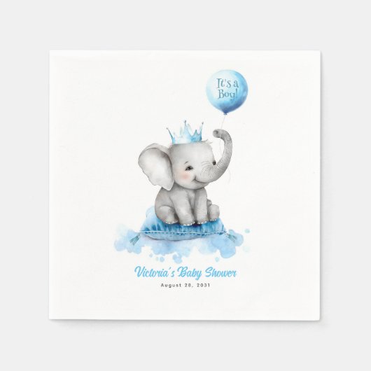 Little Elephant Prince Cute Blue Baby shower Servet (Voorkant)