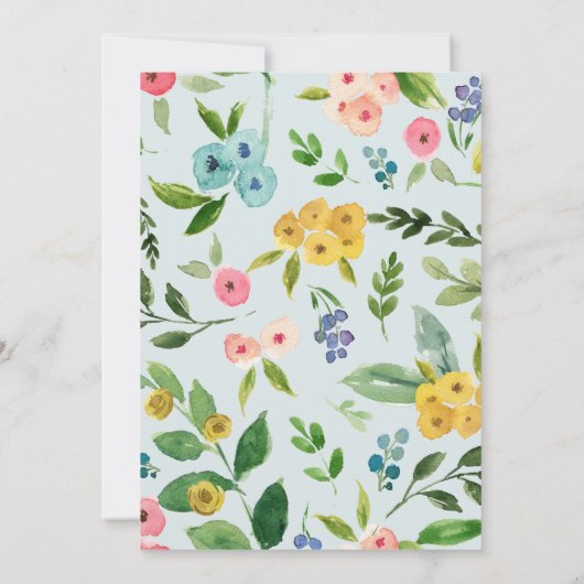 Little Elephant Spring Summer Flowers Baby shower Kaart (Achterkant)