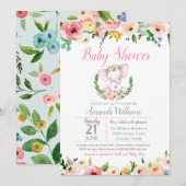 Little Elephant Spring Summer Flowers Baby shower Kaart (Voorkant / Achterkant)