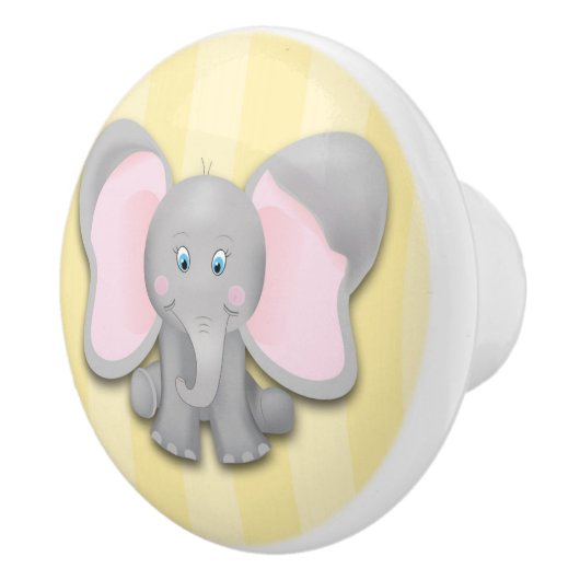 Little Elephant Yellow Baby Nursery Room Dresser Keramische Knop (Rechts)