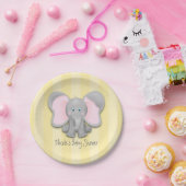 Little Elephant Yellow Baby shower Party Papieren Bordje (Feest)