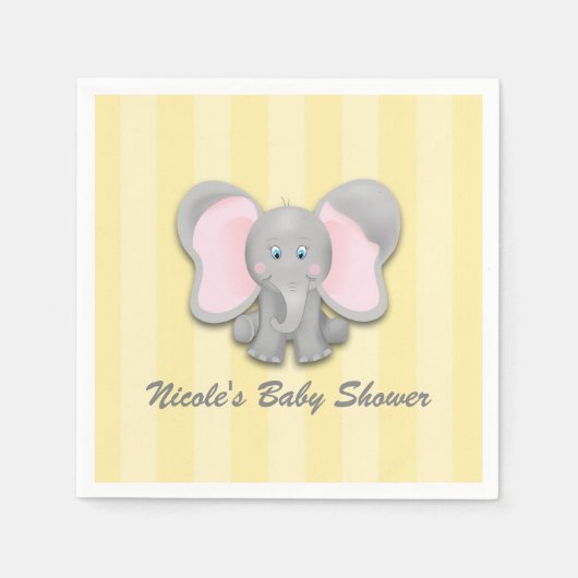 Little Elephant Yellow Baby shower Party Servet (Voorkant)
