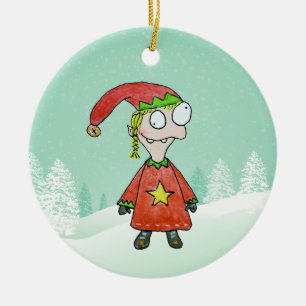 Little Elf Girl Keramisch Ornament
