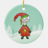Little Elf Girl Keramisch Ornament (Achterkant)