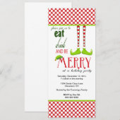 Little Elf Kerstfeestay Invitation Kaart (Voorkant / Achterkant)