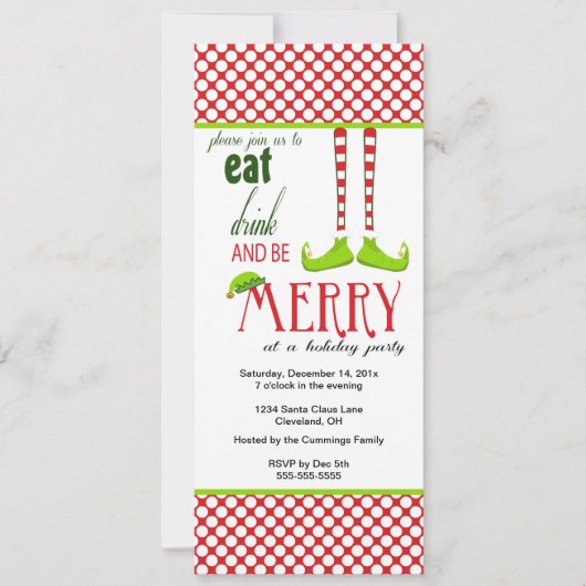Little Elf Kerstfeestay Invitation Kaart (Voorkant)