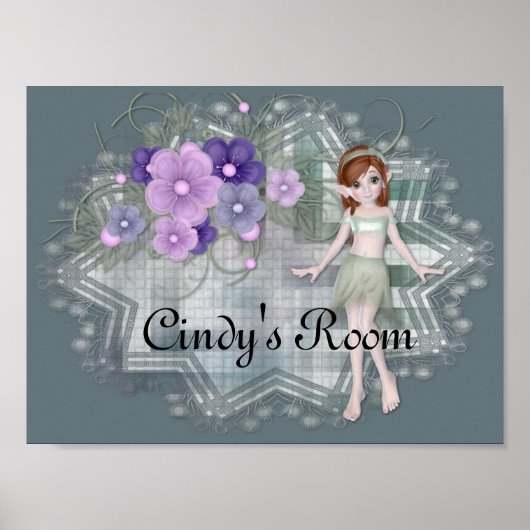 Little Elf met Flowers Label  Poster (Voorkant)