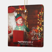 Little Elf Sees Santa Merry Vakantie Groeten Keramisch Ornament (Links)