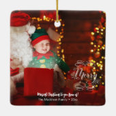 Little Elf Sees Santa Merry Vakantie Groeten Keramisch Ornament (Achterkant)