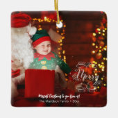 Little Elf Sees Santa Merry Vakantie Groeten Keramisch Ornament (Voorkant)