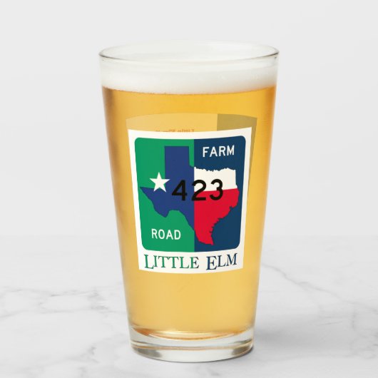 Little Elm, Texas & FM 423 Road, Pint Glass Glas (Voorkant gevuld)