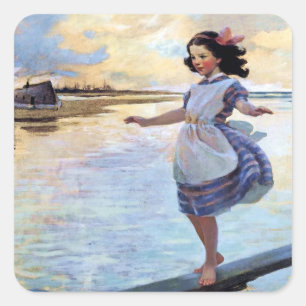 “Little Eml'y” door Jessie Willcox Smith Vierkante Sticker