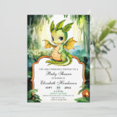 Little Enchanted Dragon Baby shower Kaart (Staand voorkant)