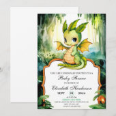 Little Enchanted Dragon Baby shower Kaart (Voorkant / Achterkant)