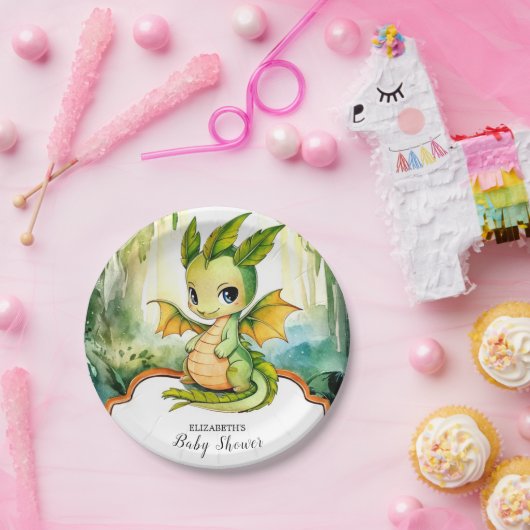 Little Enchanted Dragon Baby shower Papieren Bordje (Feest)