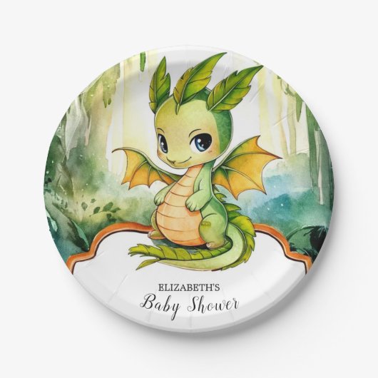 Little Enchanted Dragon Baby shower Papieren Bordje (Voorkant)