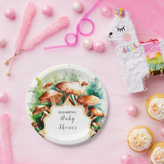 Little Enchanted Mushroom Baby shower Papieren Bordje (Feest)
