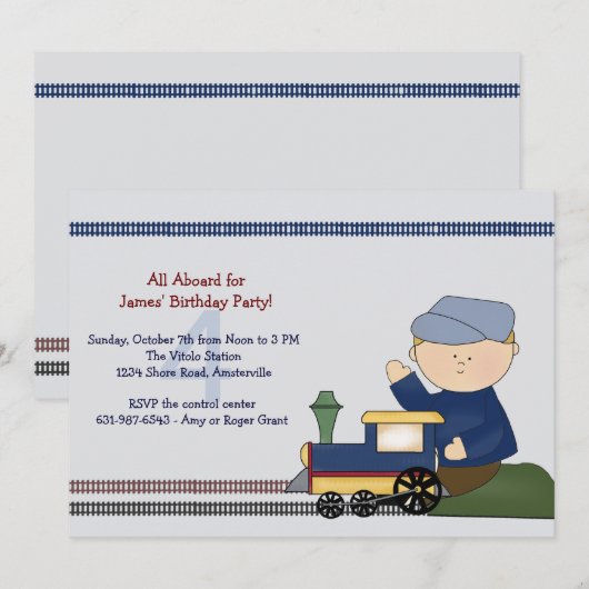 Little Engineer Birthday Party Invitation Kaart (Voorkant / Achterkant)