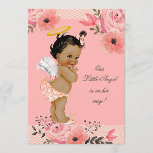 Little Ethnic Angel Waterverf Flowers Baby shower Kaart