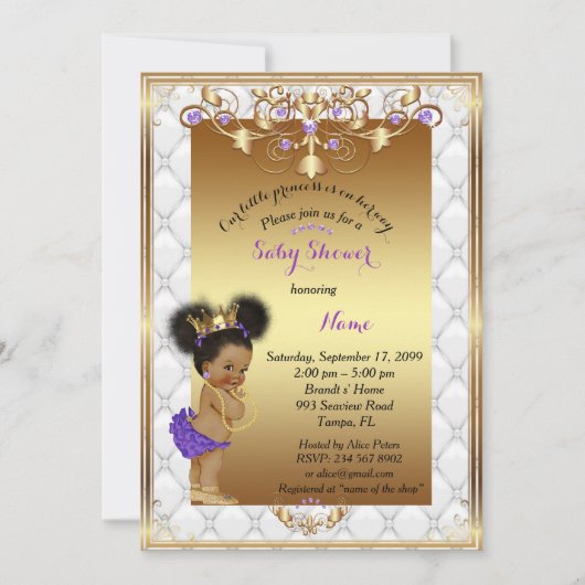 Little etnic Princess, Baby shower Invitation Kaart (Voorkant)