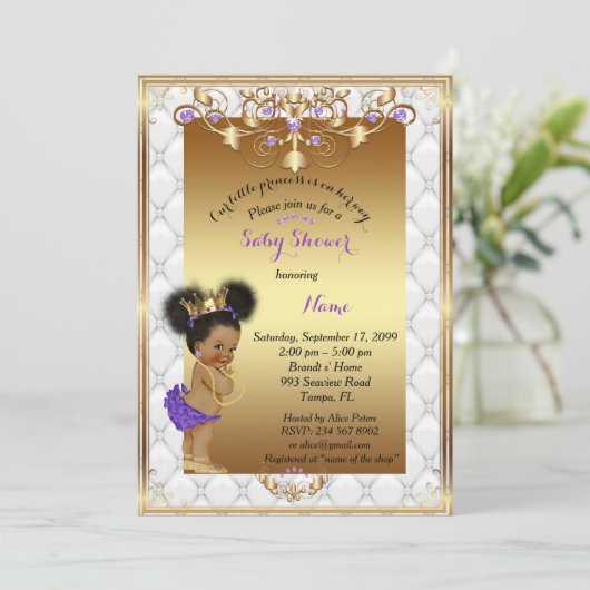 Little etnic Princess, Baby shower Invitation Kaart (Staand voorkant)