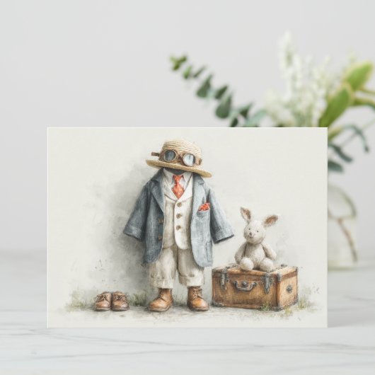 Little Explorer 1e verjaardagsfeestje Kaart (Staand voorkant)