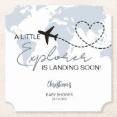 Little Explorer Adventure Blue Baby shower Kartonnen Onderzetters (Voorkant)