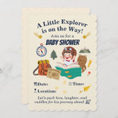 Little Explorer Baby Shower Invitation – Adventure Kaart (Voorkant / Achterkant)
