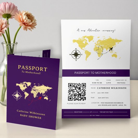 little explorer Baby Shower Passport Card Aankondiging