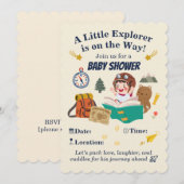 Little Explorer Baby Shower Uitnodiging – Avontuur (Voorkant / Achterkant)