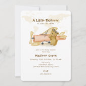 Little Explorer Beer Kaart Vliegtuig Baby shower (Voorkant)
