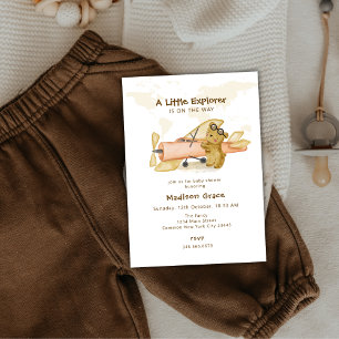 Little Explorer Beer Kaart Vliegtuig Baby shower