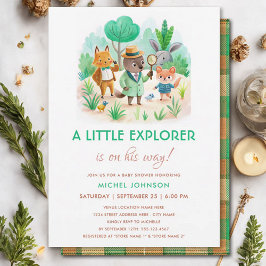 Little Explorer Bos Detective Boy Baby shower Kaart