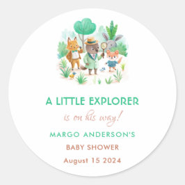 Little Explorer Bos Detective Boy Baby shower Ronde Sticker