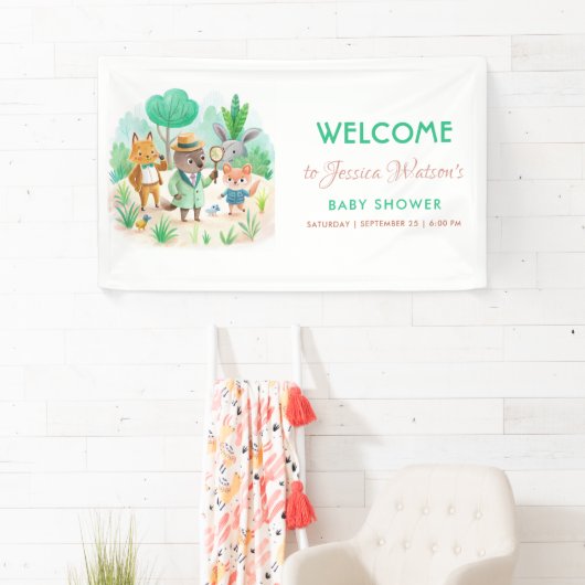 Little Explorer Bos Detective Boy Baby shower Spandoek (Insitu)