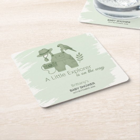 Little Explorer Is On The Way Baby Shower Kartonnen Onderzetters (Schuin)