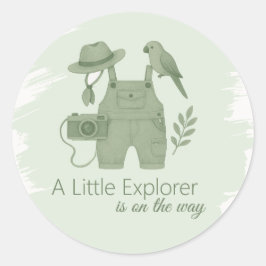 Little Explorer Is On The Way Baby Shower Ronde Sticker