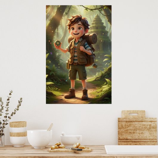 Little Explorer Jungle Adventure Art Poster (Keuken)