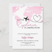 Little Explorer landt binnenkort het Baby shower v Kaart (Voorkant)