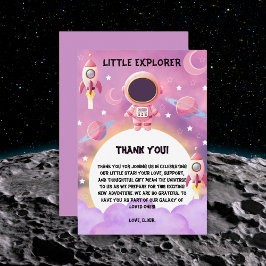 Little Explorer Paarse Baby shower Bedankkaart