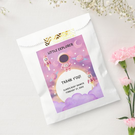 Little Explorer Paarse Baby shower Bedankzakje (Gezegeld)