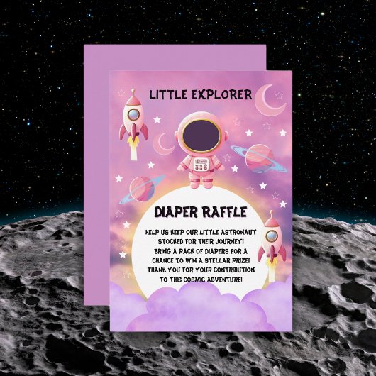 Little Explorer Paarse Baby shower Informatiekaartje