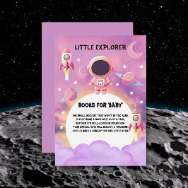Little Explorer Paarse Baby shower Informatiekaartje