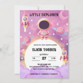 Little Explorer Paarse Baby shower Kaart (Voorkant)
