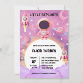 Little Explorer Paarse Baby shower Kaart (Voorkant)