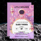 Little Explorer Paarse Baby shower Kaart